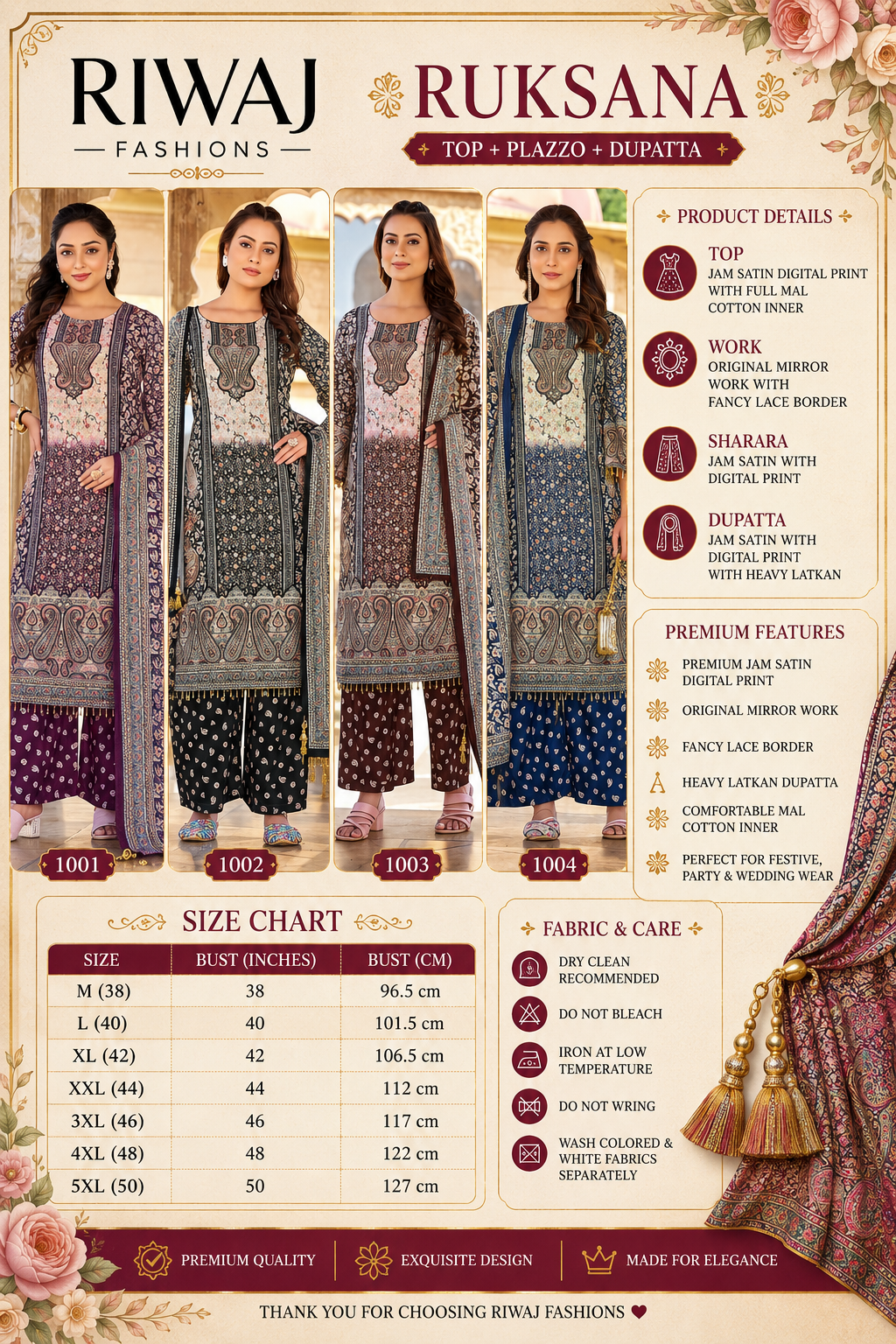 RUKSANA – Premium Mirror Work Sharara Set