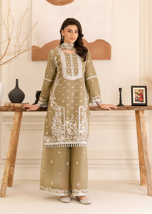Afsana Attire Olive Green by Riwaj Fashions