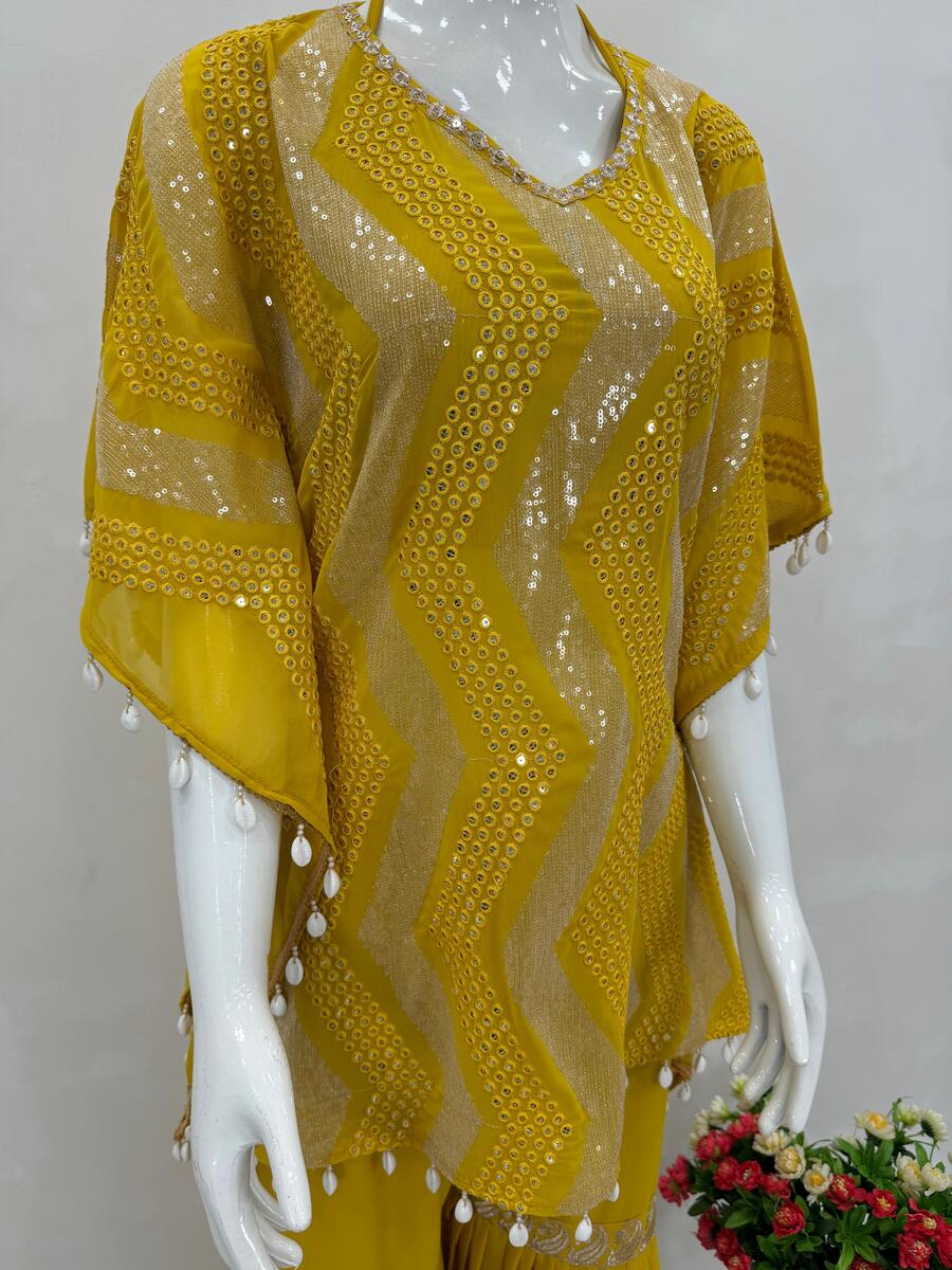 Sunehri Adaa Kaftan with Gharara Set