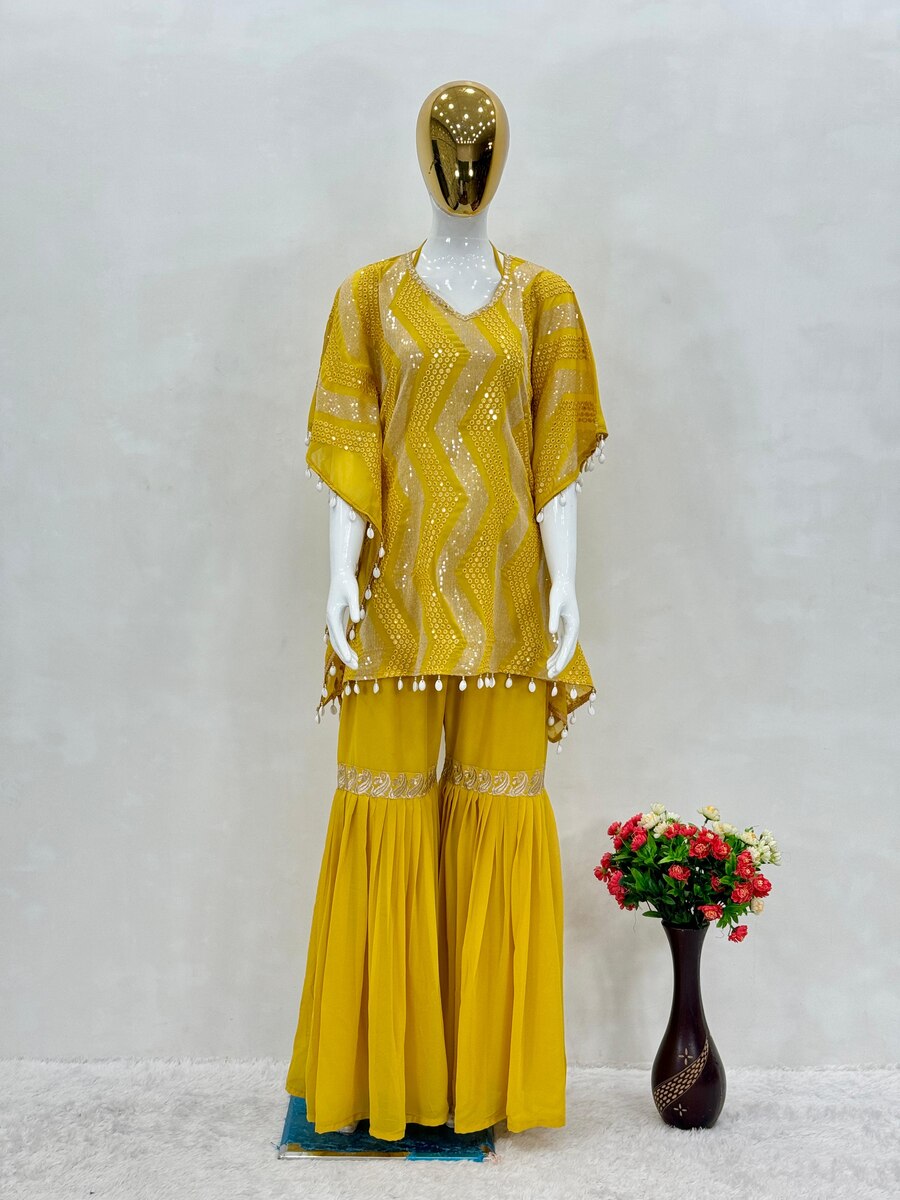 Sunehri Adaa Kaftan with Gharara Set