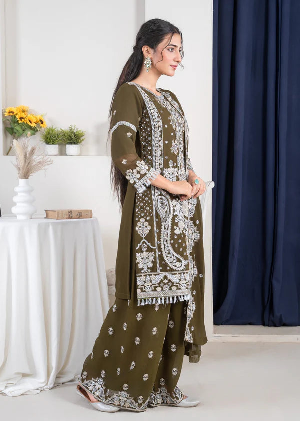 Zarqa Olive Green by Riwaj Fashions