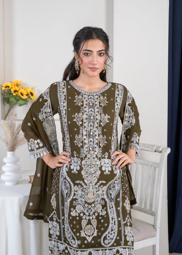 Zarqa Olive Green by Riwaj Fashions