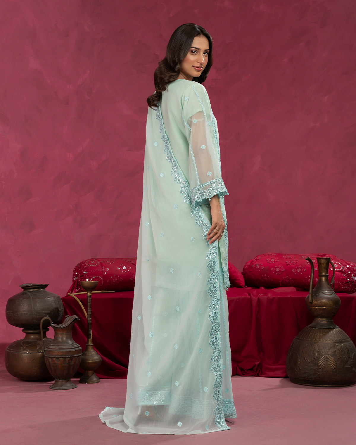 Zobia Blush Sky Blue by Riwaj Fashions