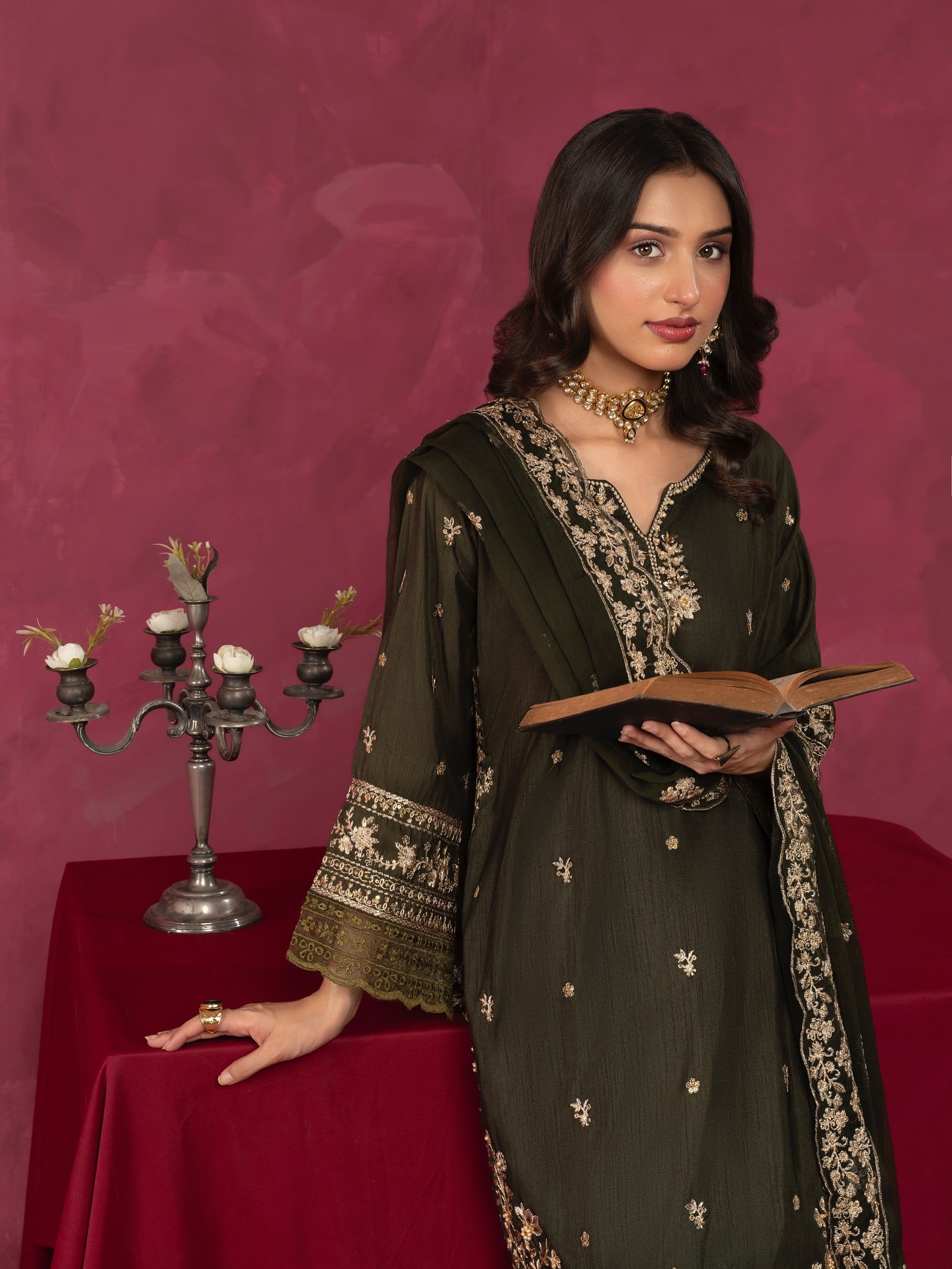 Sabaat Elegance Mehndi Green by Riwaj Fashions