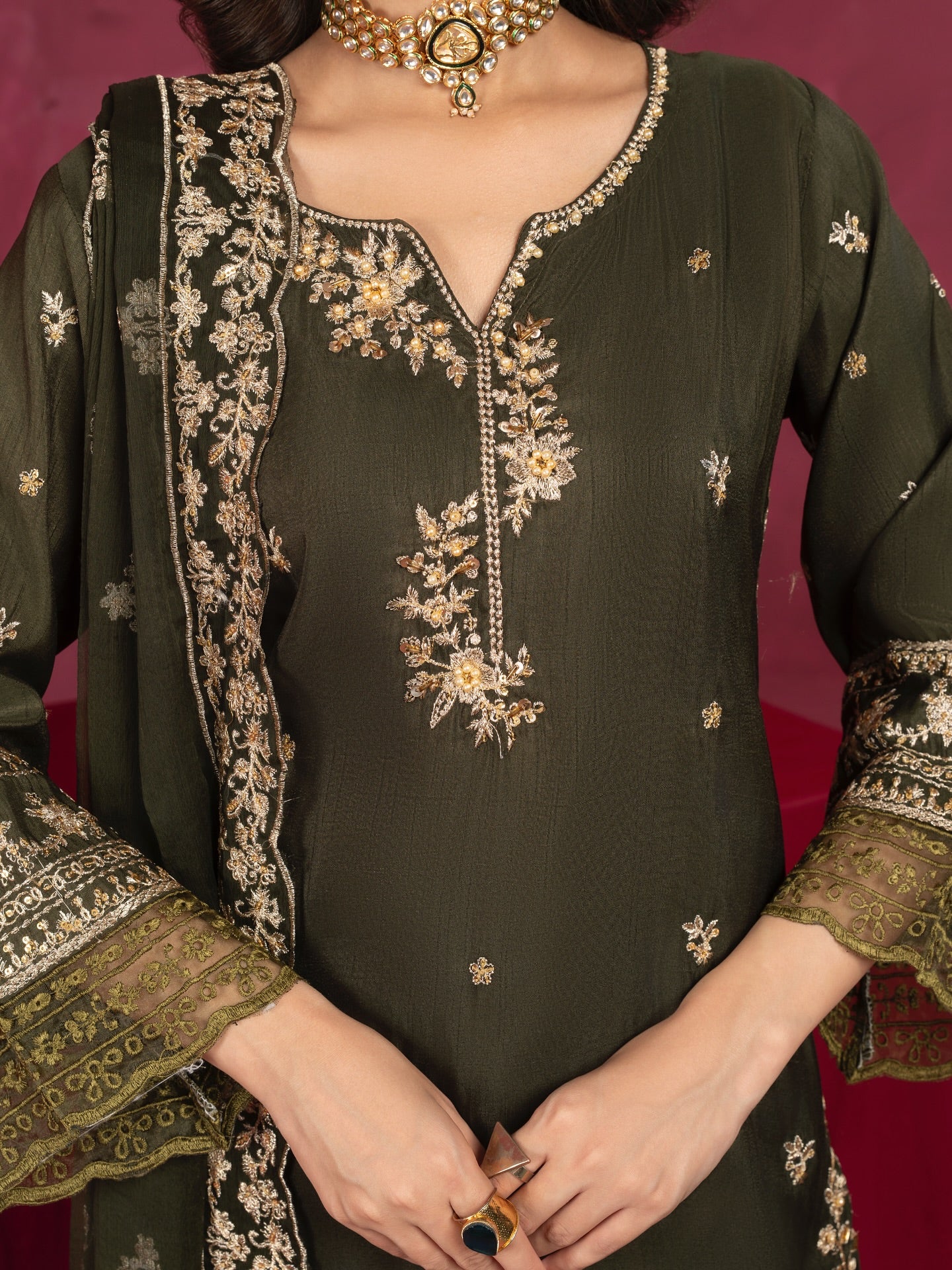 Sabaat Elegance Mehndi Green by Riwaj Fashions