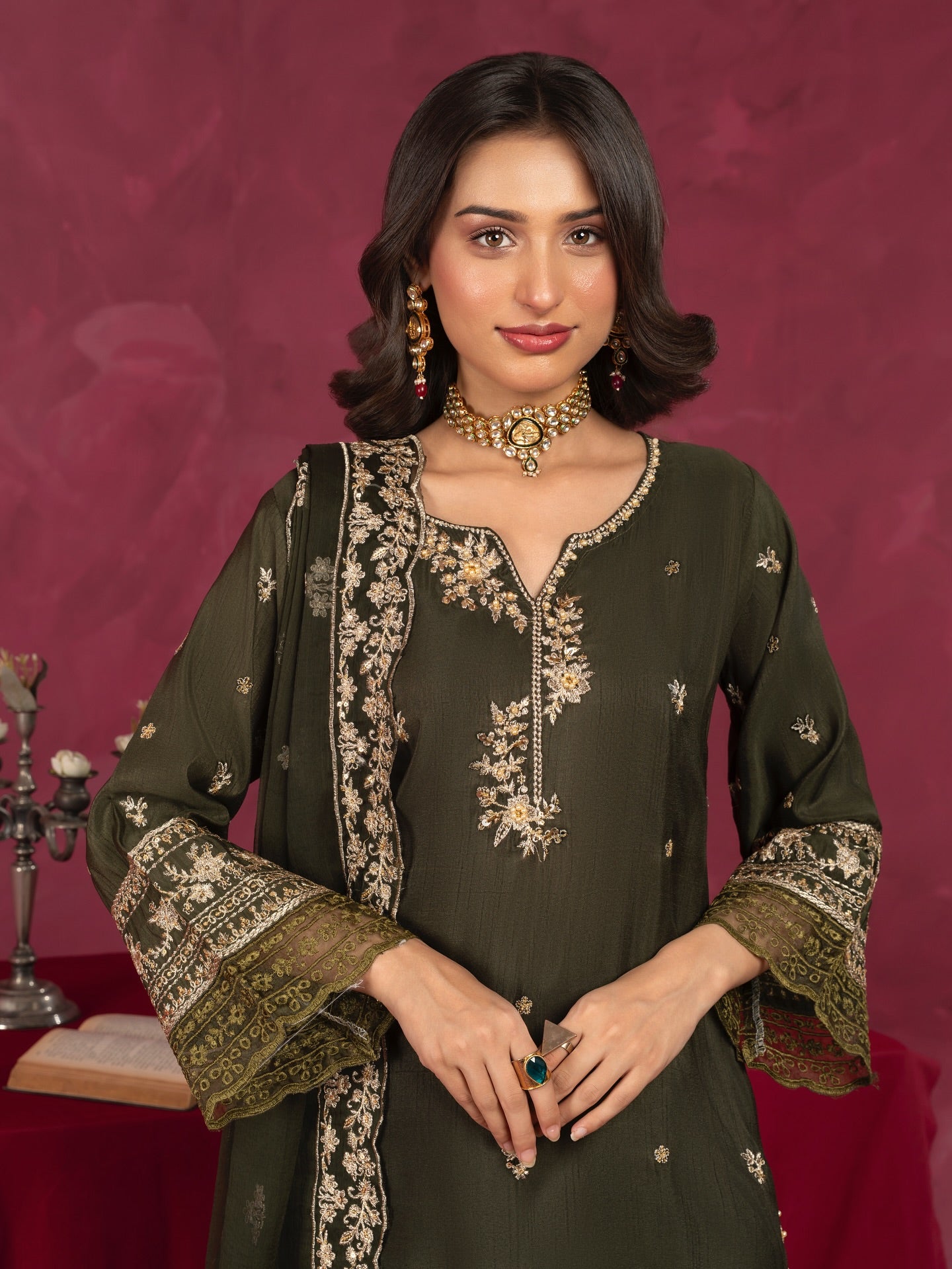 Sabaat Elegance Mehndi Green by Riwaj Fashions