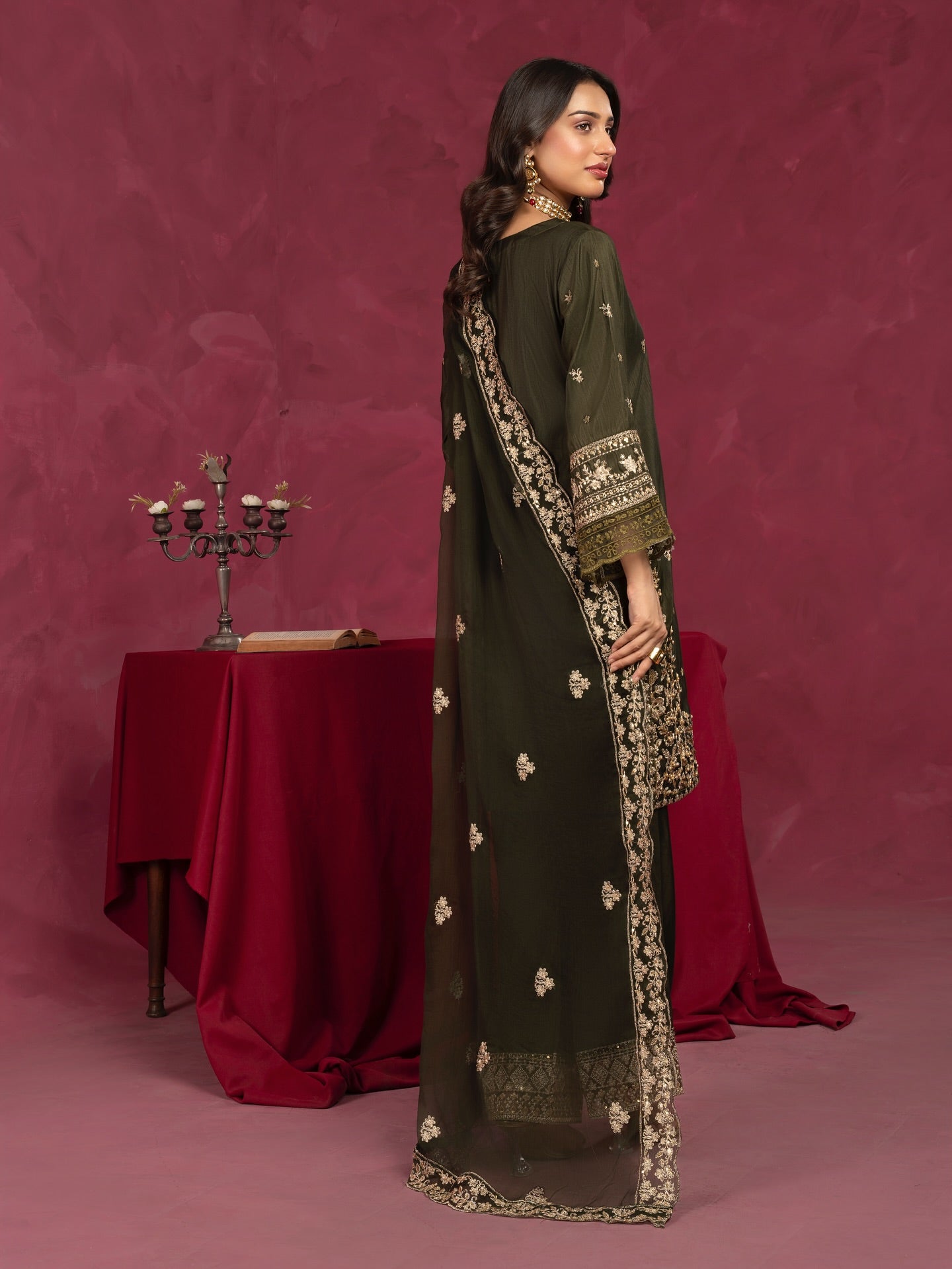 Sabaat Elegance Mehndi Green by Riwaj Fashions