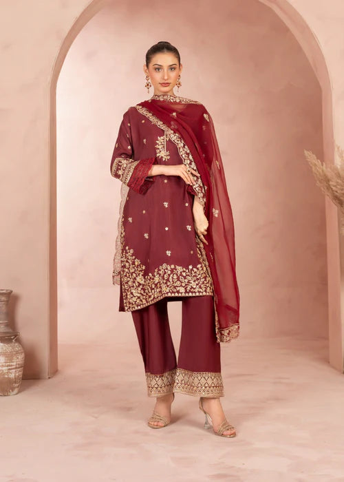 Sabaat Elegance Maroon by Riwaj Fashions