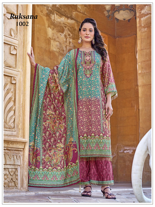 RUKSANA – Premium Mirror Work Sharara Set