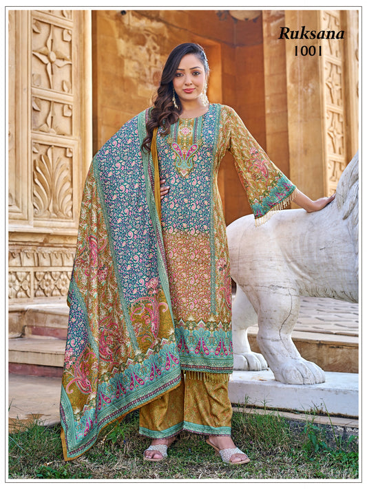RUKSANA – Premium Mirror Work Sharara Set