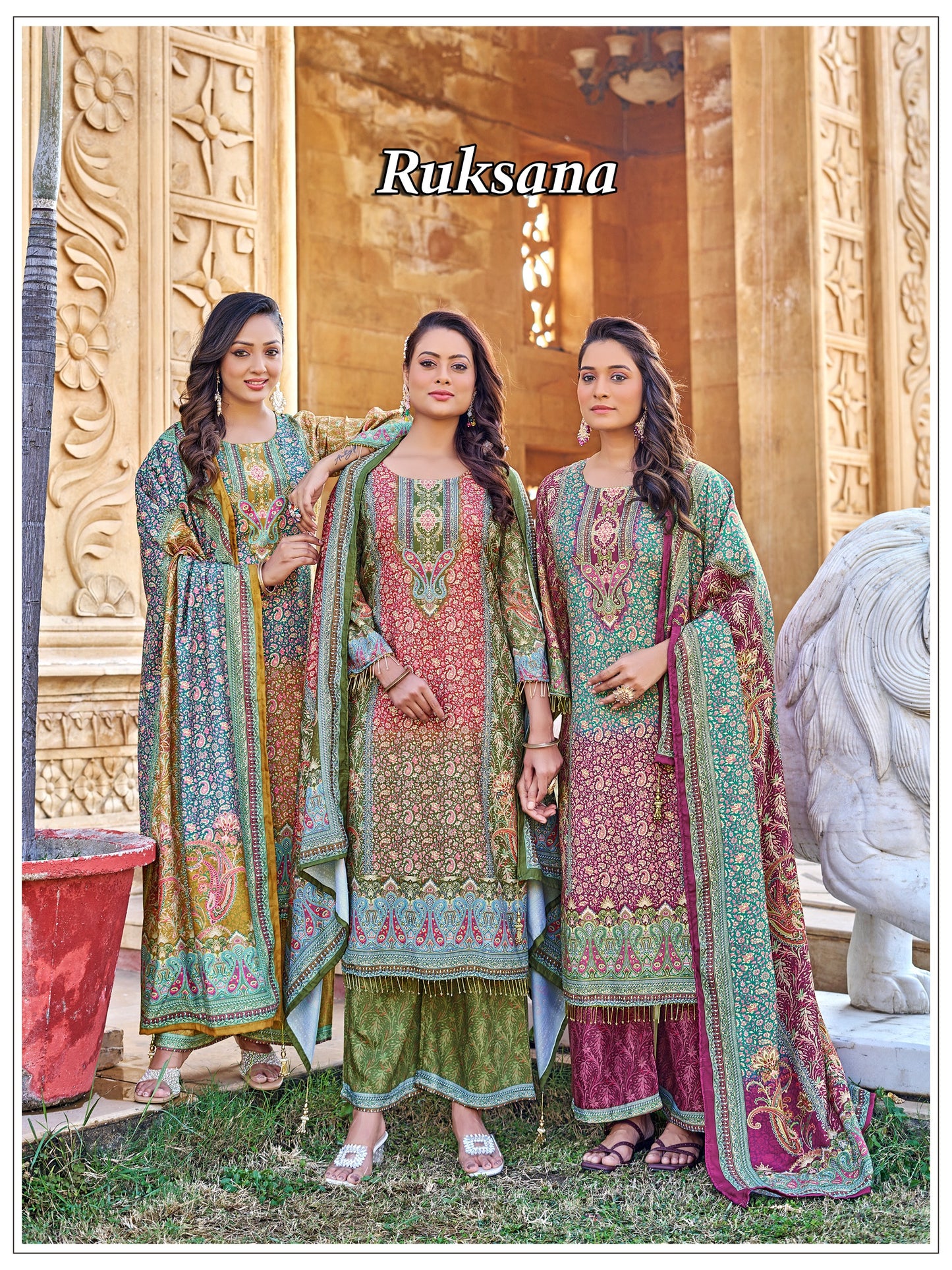 RUKSANA – Premium Mirror Work Sharara Set