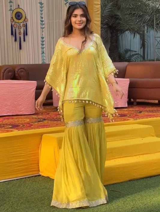 Sunehri Adaa Kaftan with Gharara Set