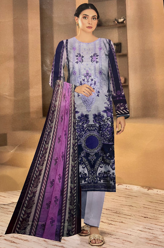 Laila-e-Lavender – Soft Lawn Embroidery Kurti Set