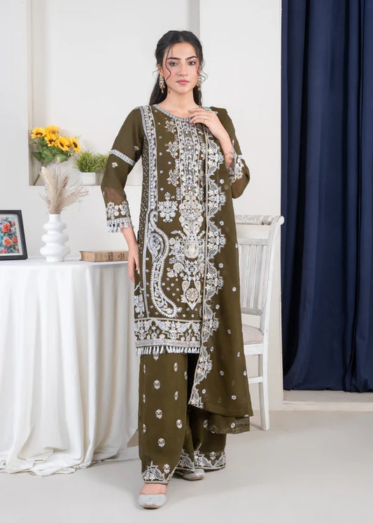 Zarqa Olive Green by Riwaj Fashions