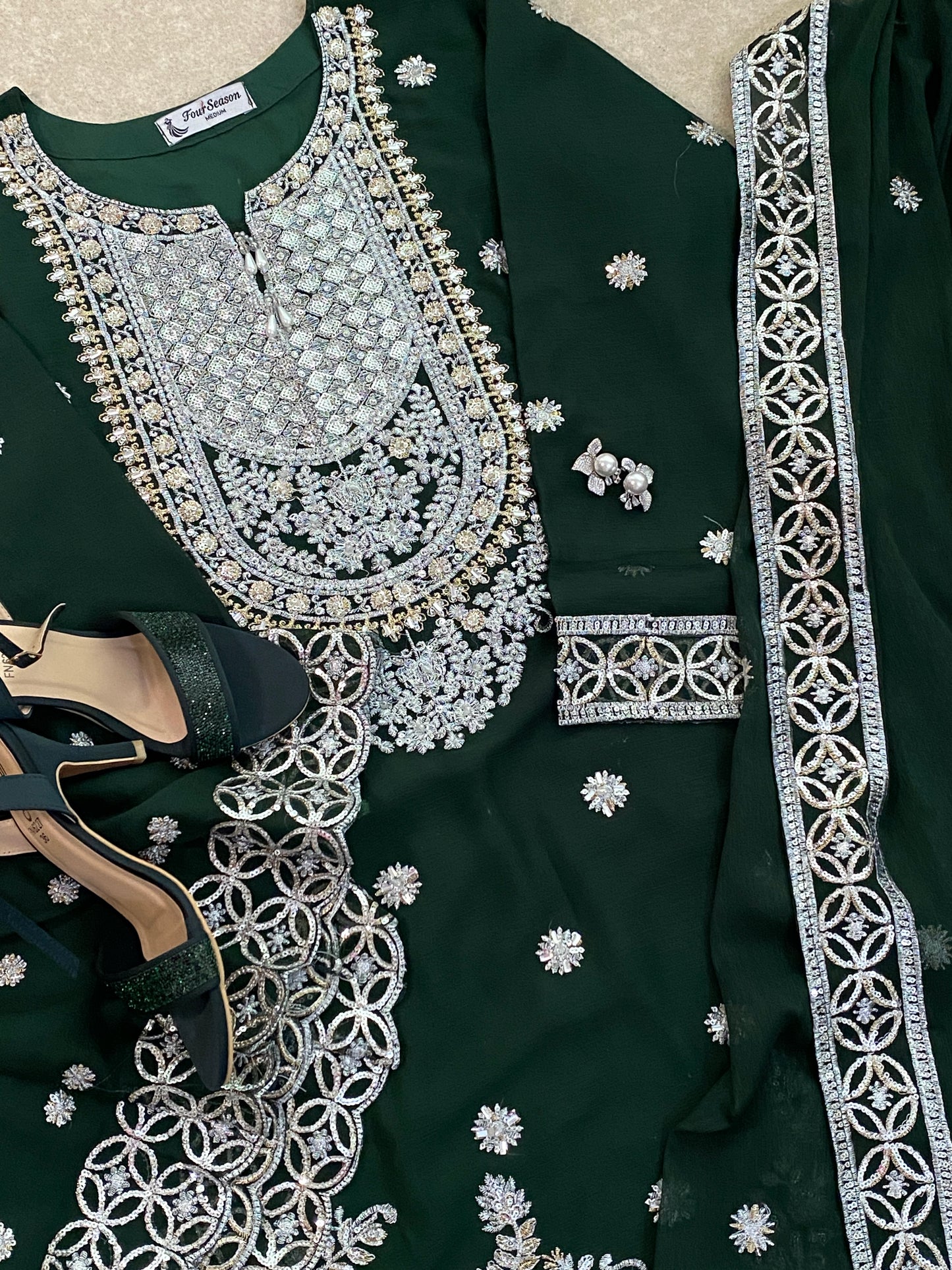 Liyana Grace Bottle Green by Riwaj Fashions
