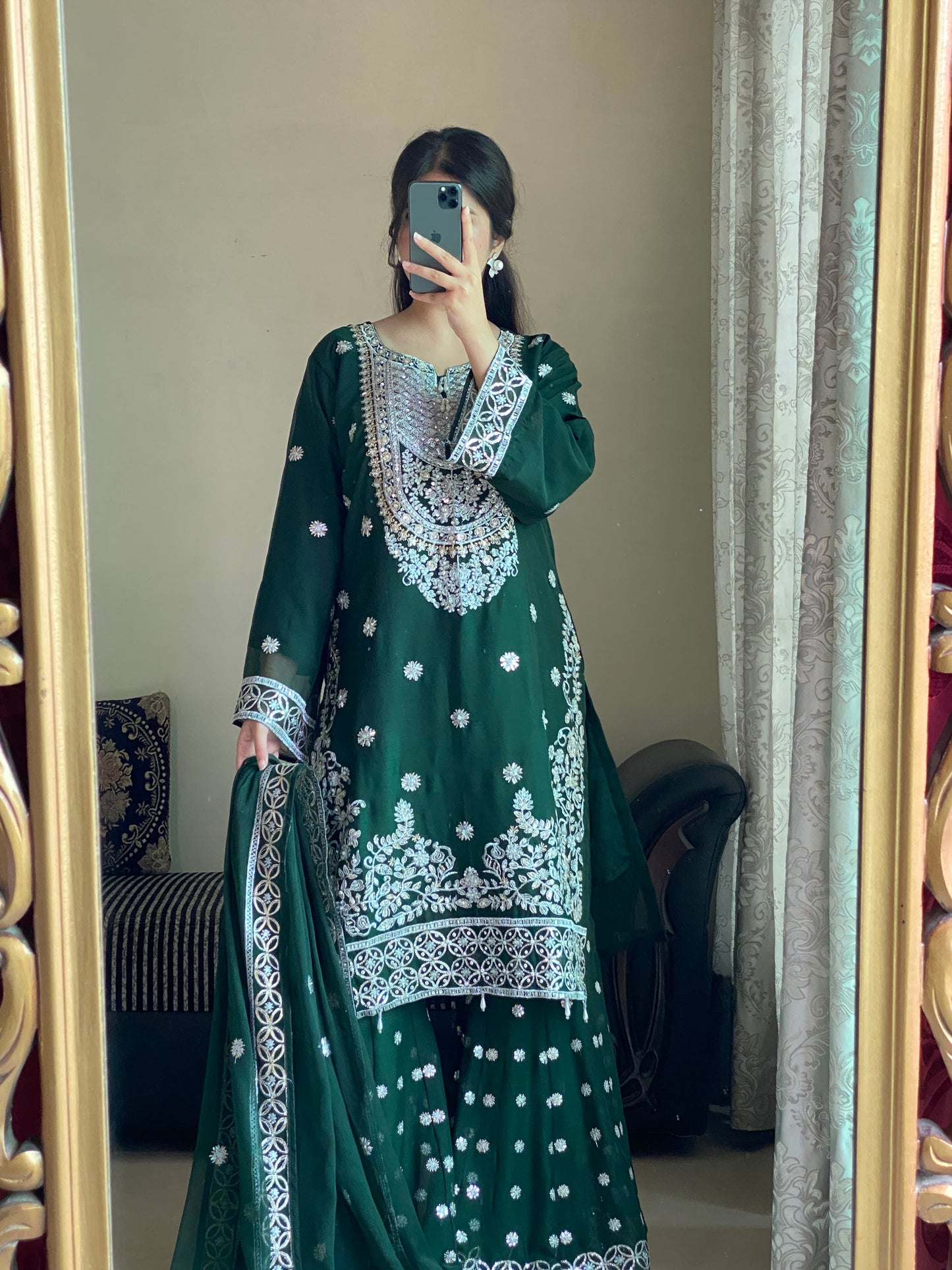 Liyana Grace Bottle Green by Riwaj Fashions