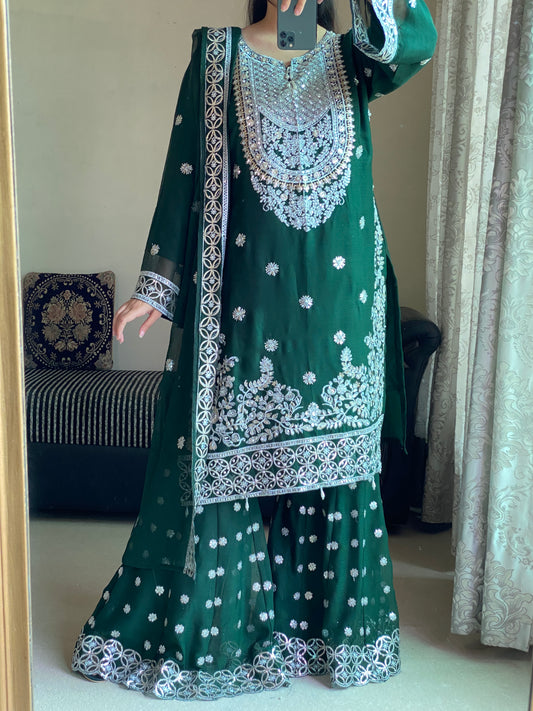 Liyana Grace Bottle Green by Riwaj Fashions