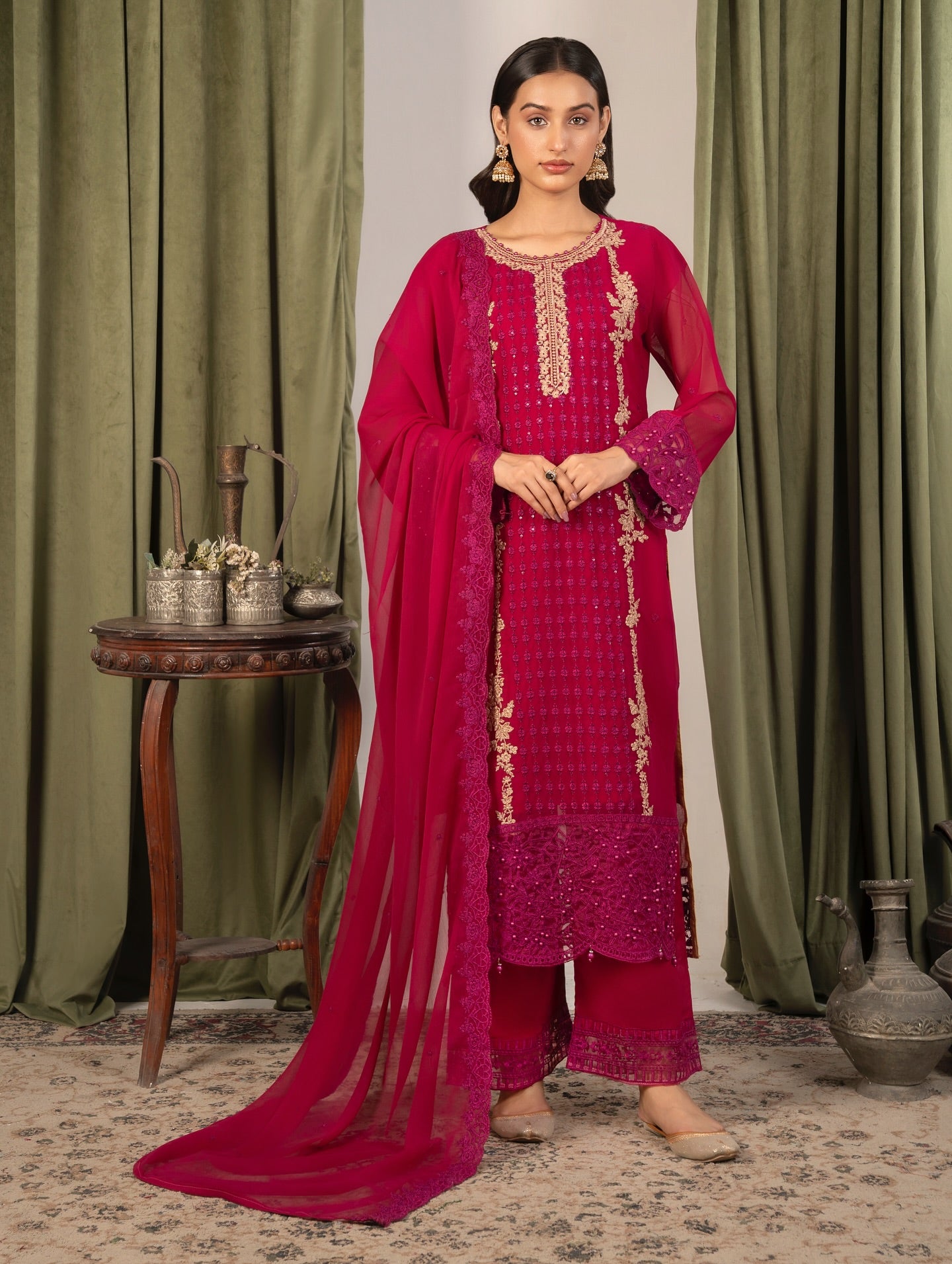 Noor Mehal Hot Pink by Riwaj Fashions