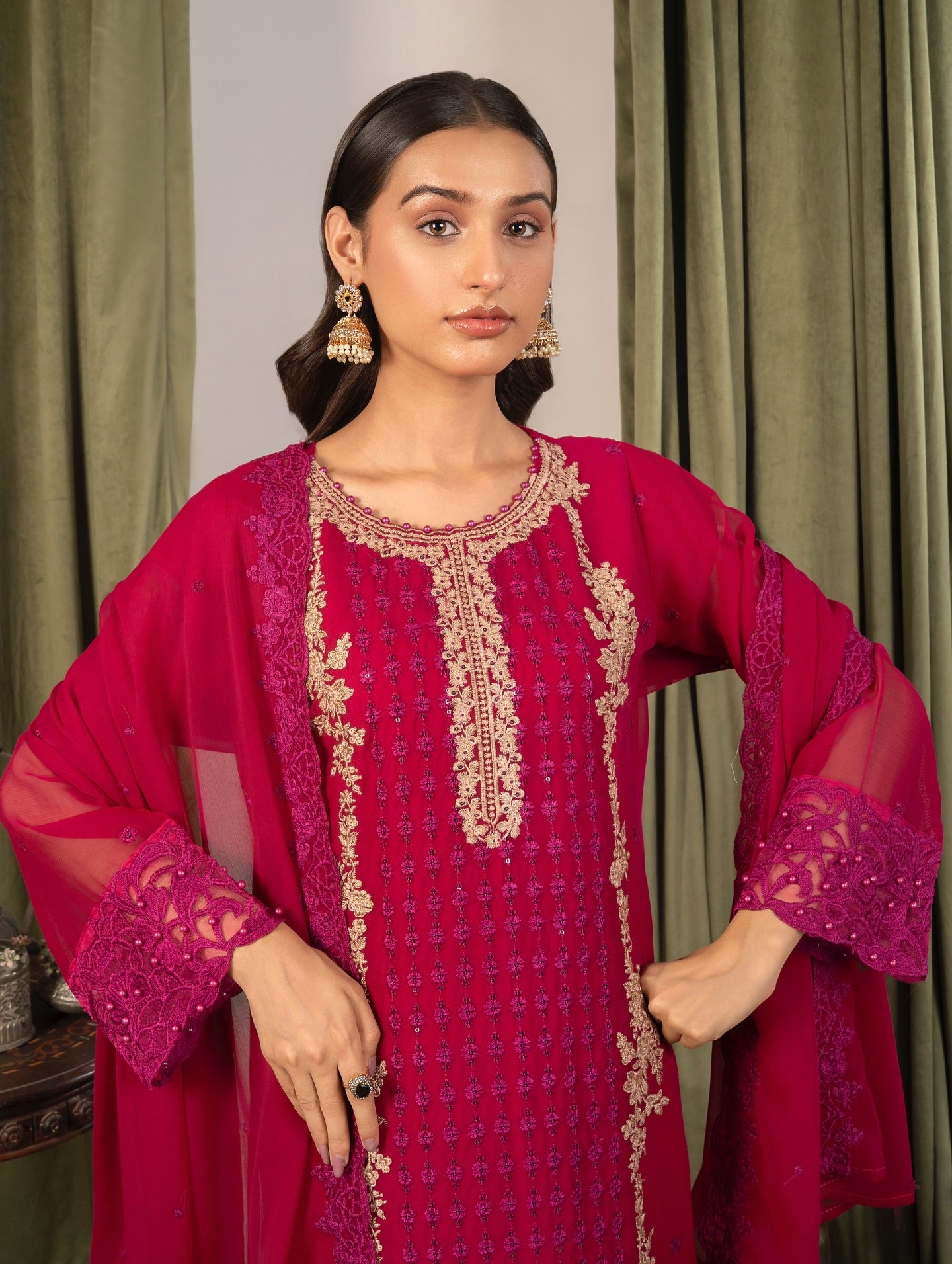Noor Mehal Hot Pink by Riwaj Fashions
