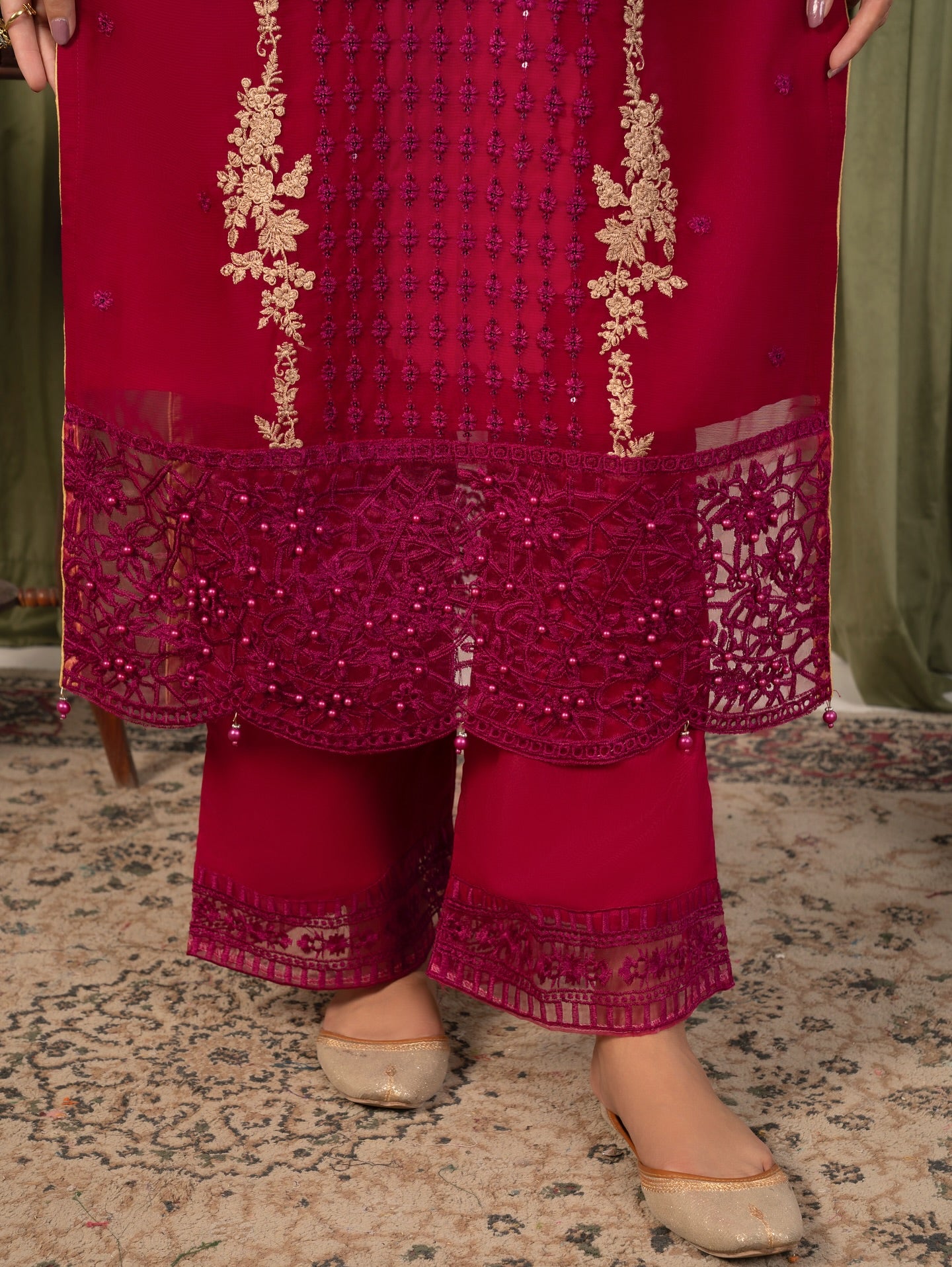 Noor Mehal Hot Pink by Riwaj Fashions