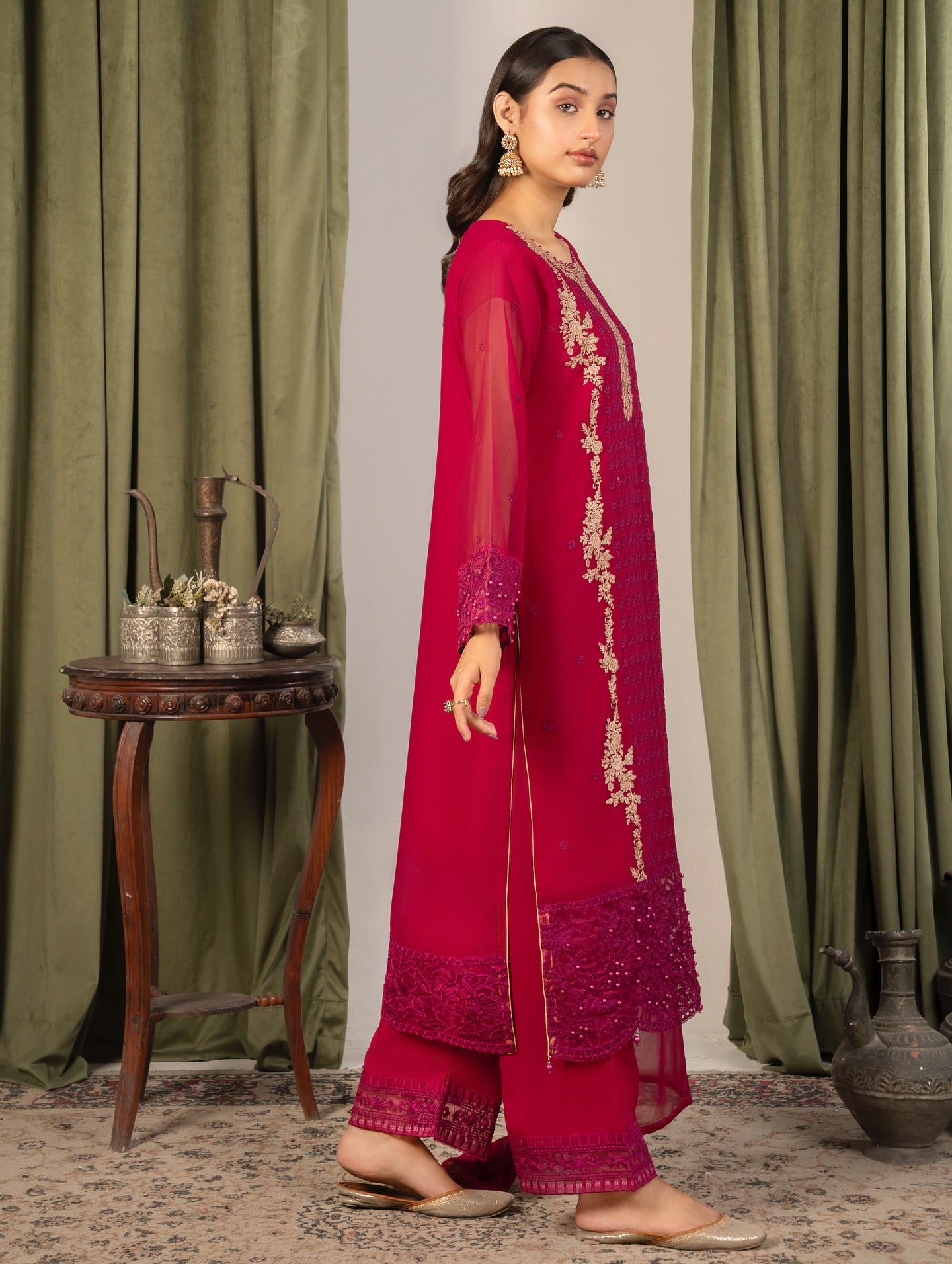 Noor Mehal Hot Pink by Riwaj Fashions