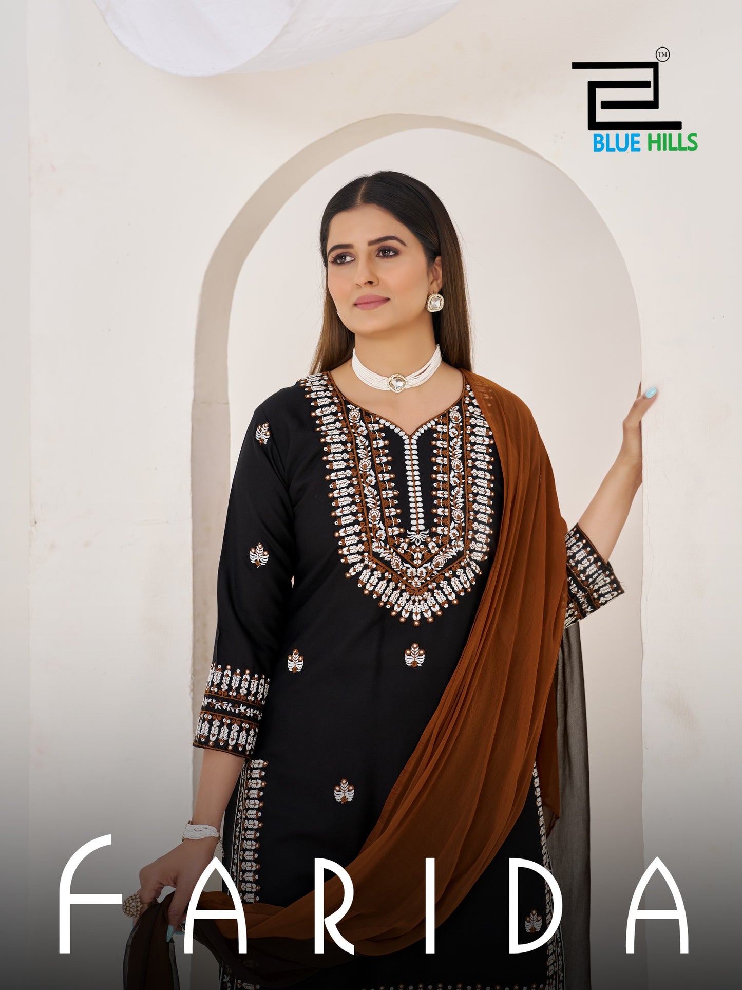 Farida by Riwaj Fashions – 3 Piece Thread Work Set