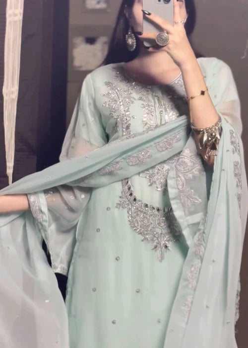 Sitara Luxury Chiffon Sky Blue by Riwaj Fashions