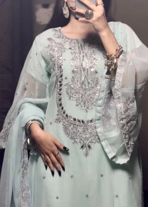 Sitara Luxury Chiffon Sky Blue by Riwaj Fashions