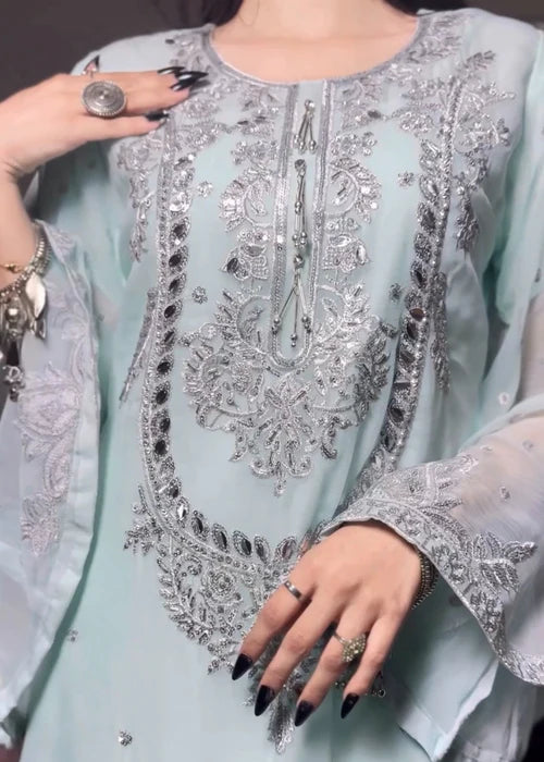 Sitara Luxury Chiffon Sky Blue by Riwaj Fashions