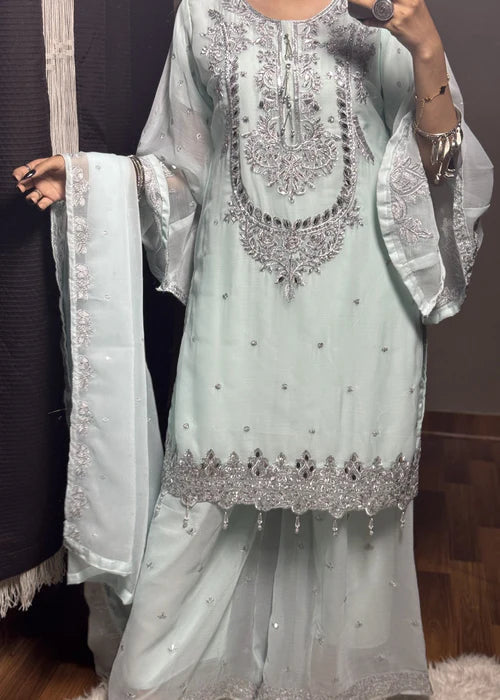 Sitara Luxury Chiffon Sky Blue by Riwaj Fashions
