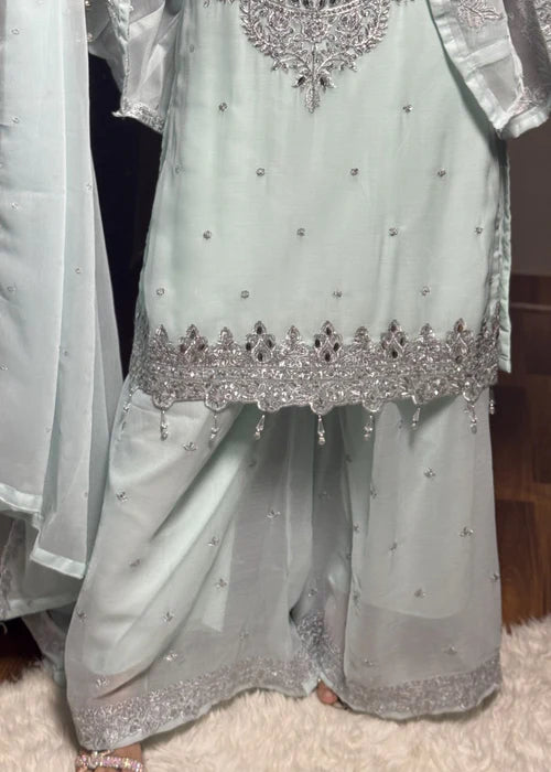 Sitara Luxury Chiffon Sky Blue by Riwaj Fashions