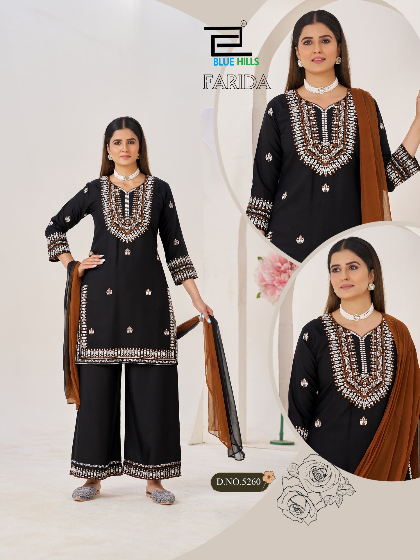 Farida by Riwaj Fashions – 3 Piece Thread Work Set