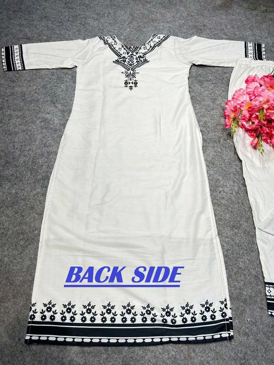 Zarqa White – Premium Designer Muslin Digital Print Set
