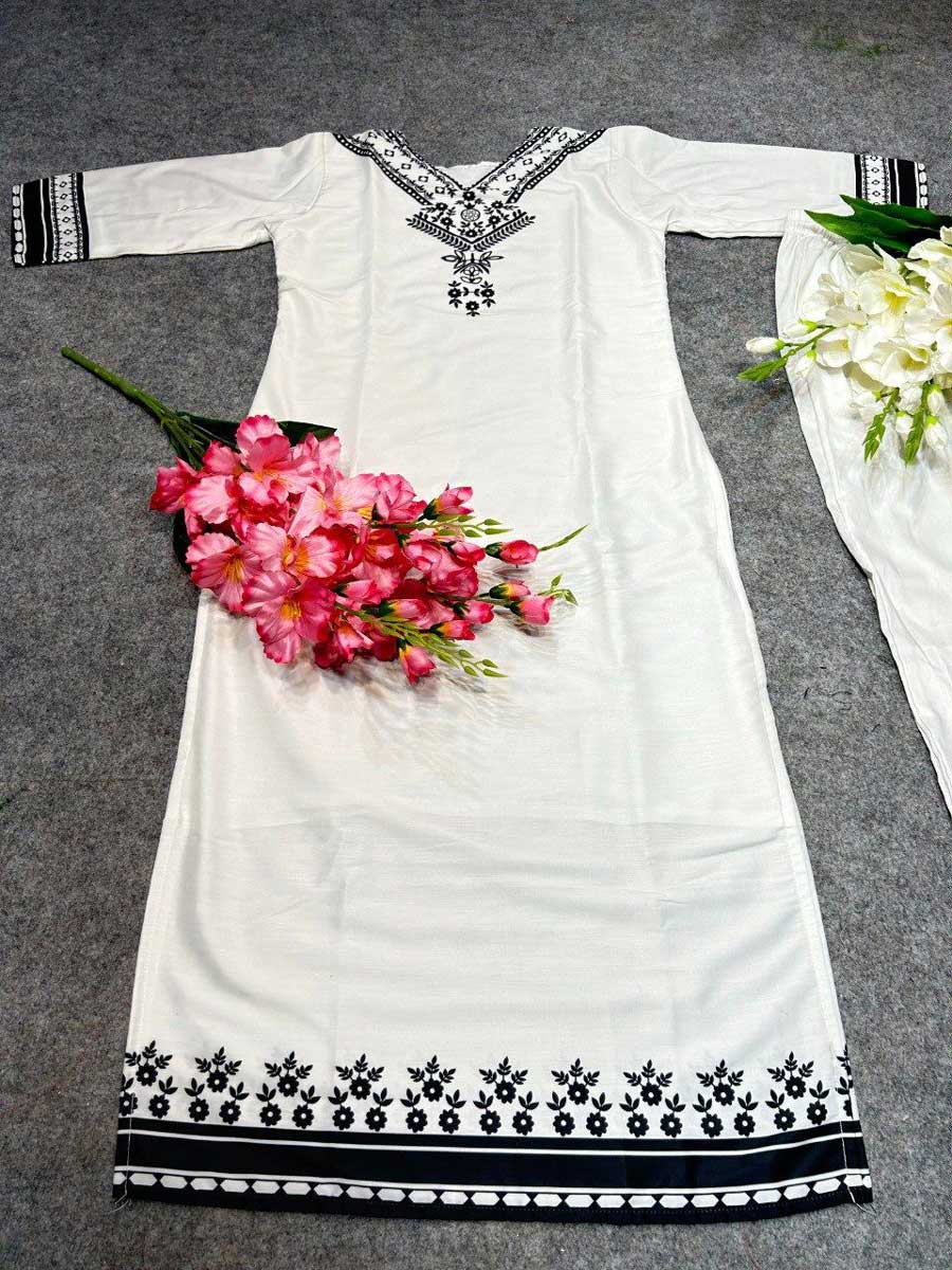 Zarqa White – Premium Designer Muslin Digital Print Set