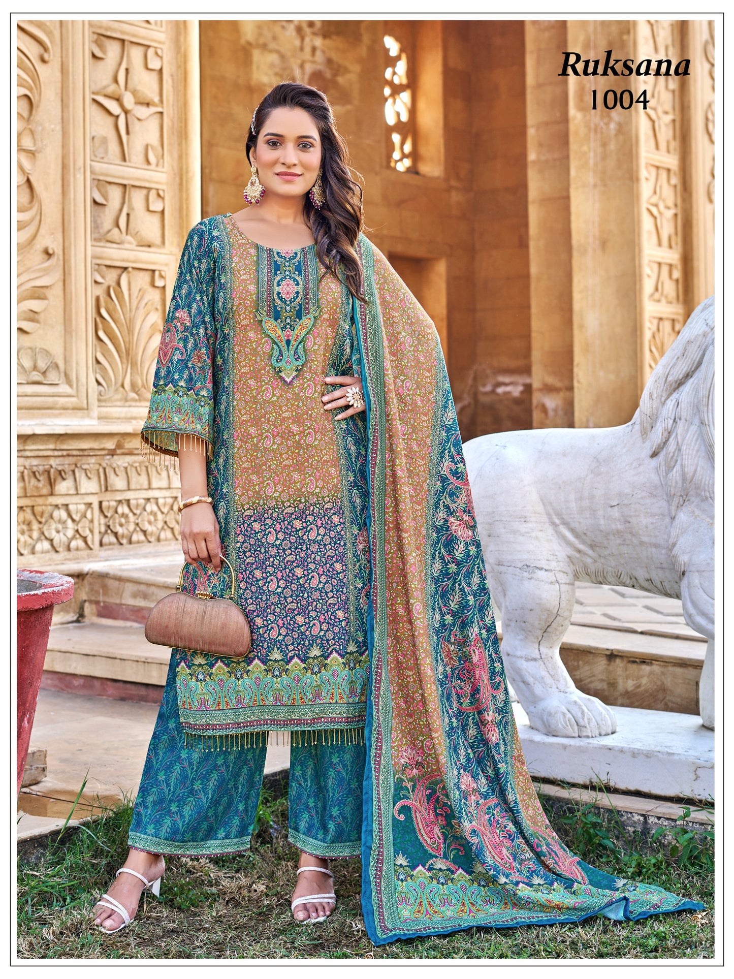 RUKSANA – Premium Mirror Work Sharara Set