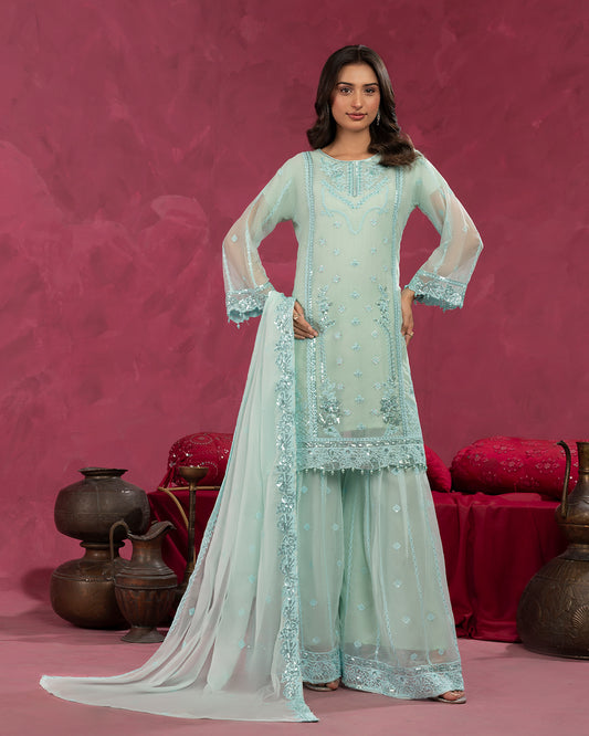 Zobia Blush Sky Blue by Riwaj Fashions