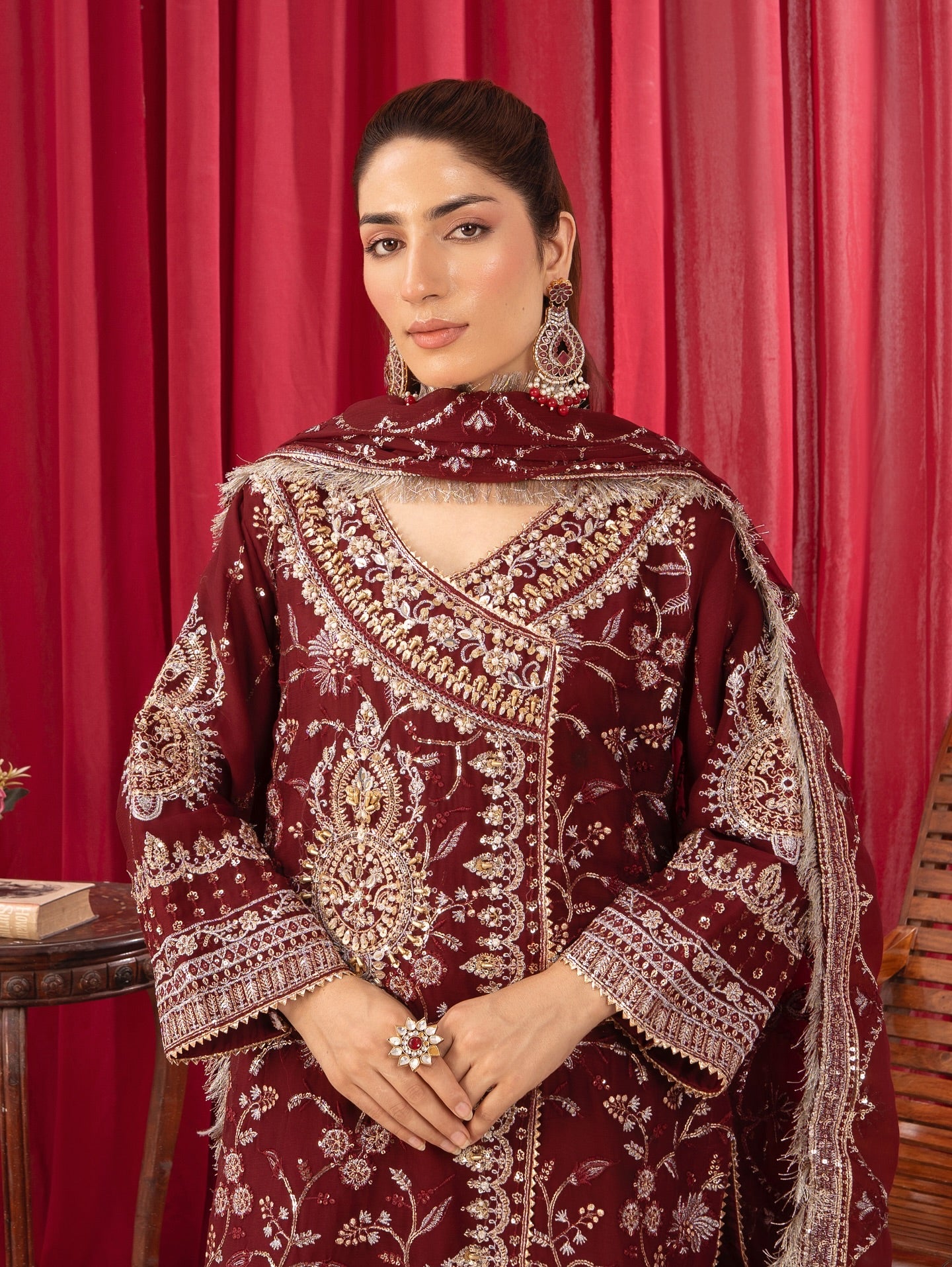 Sitara-e-Husn Maroon by Riwaj Fashions