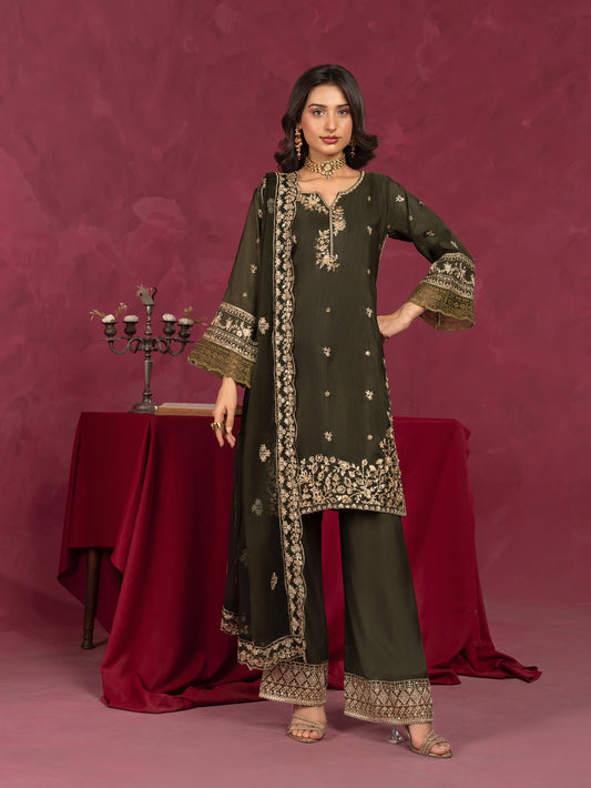 Sabaat Elegance Mehndi Green by Riwaj Fashions