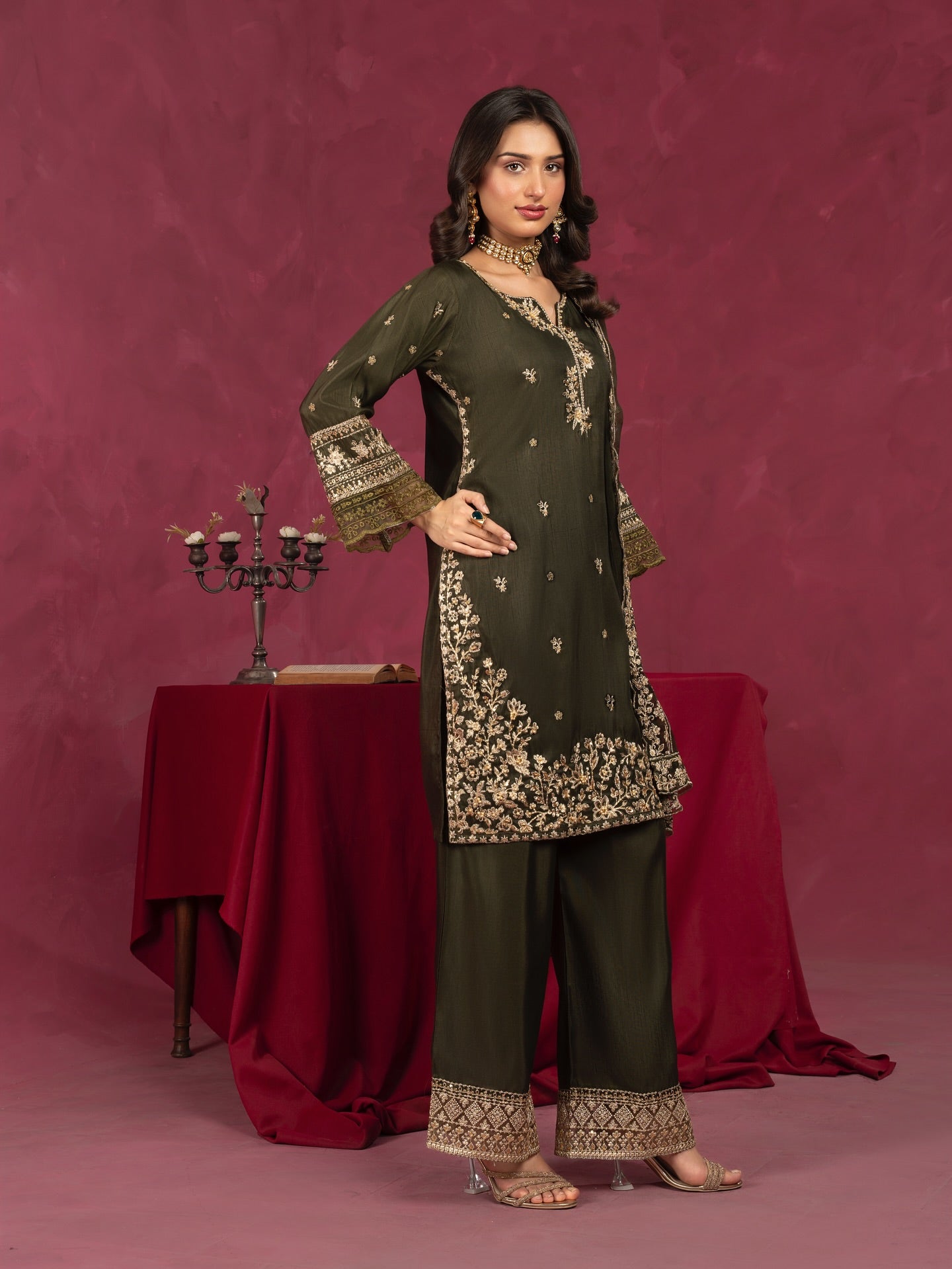 Sabaat Elegance Mehndi Green by Riwaj Fashions