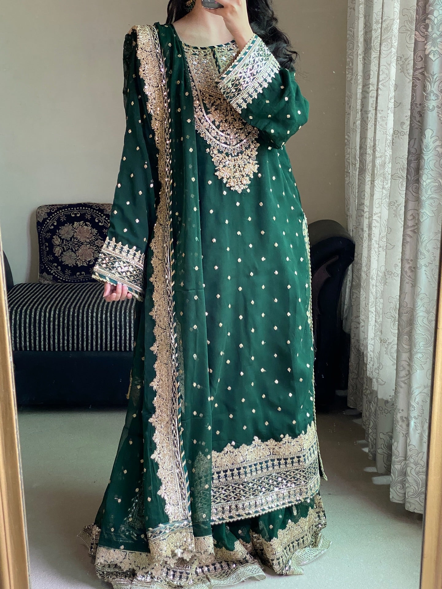 Zeenat-e-Mehfil Bottle Green by Riwaj Fashions