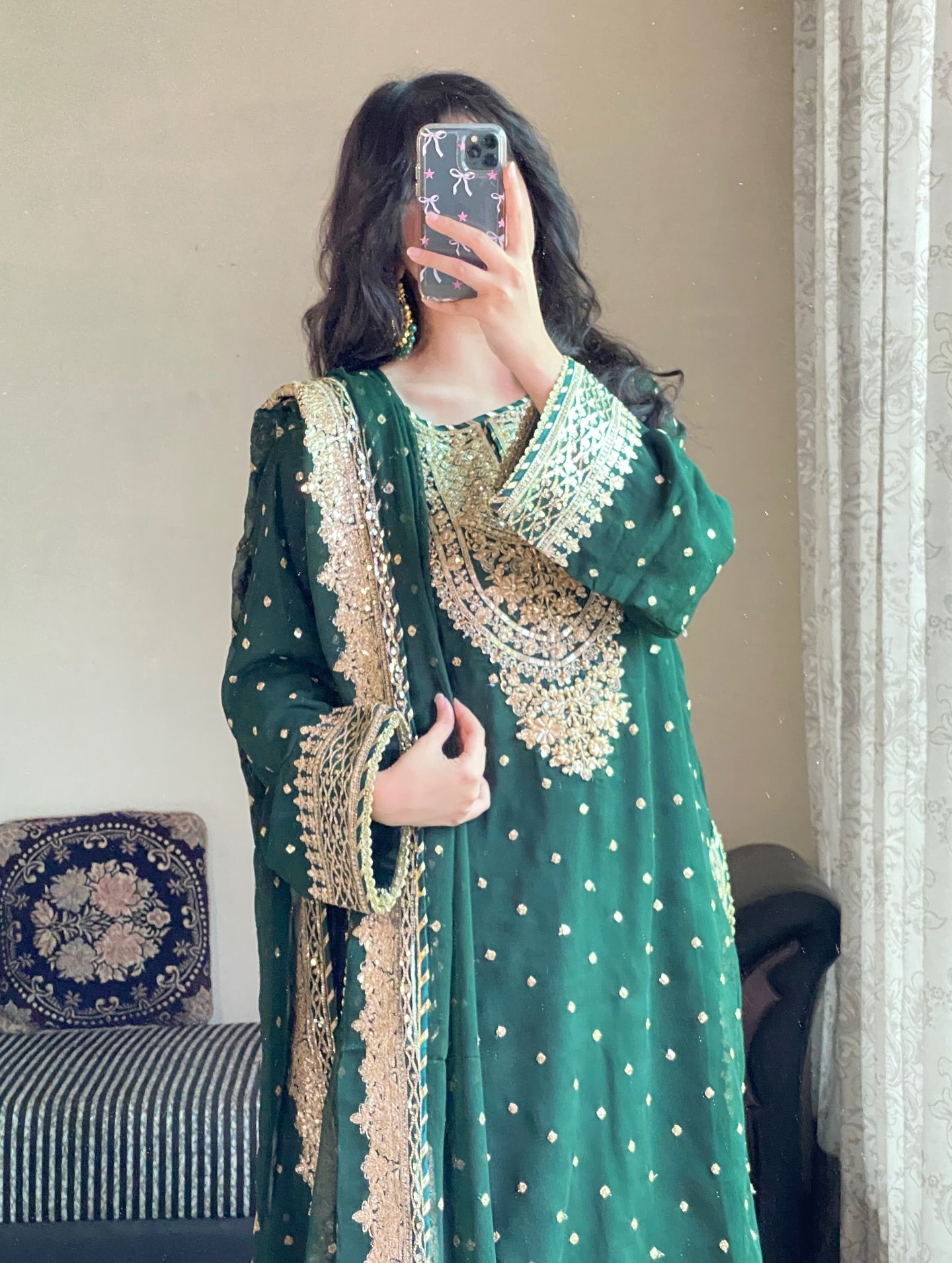 Zeenat-e-Mehfil Bottle Green by Riwaj Fashions