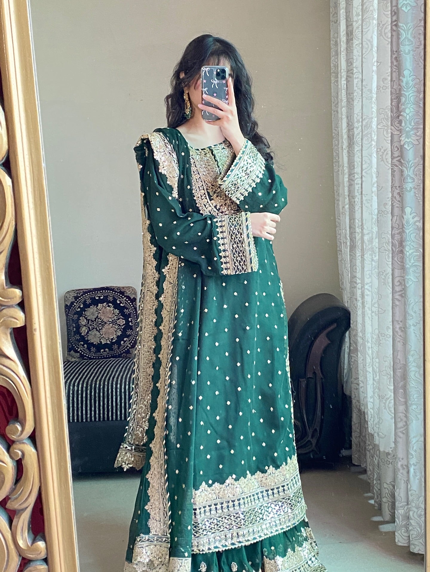Zeenat-e-Mehfil Bottle Green by Riwaj Fashions