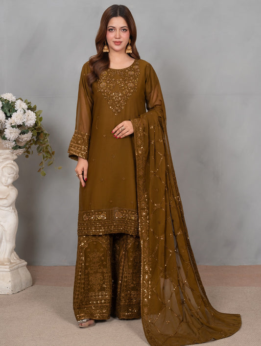 Husnara Noor Mehendi Green by Riwaj Fashions