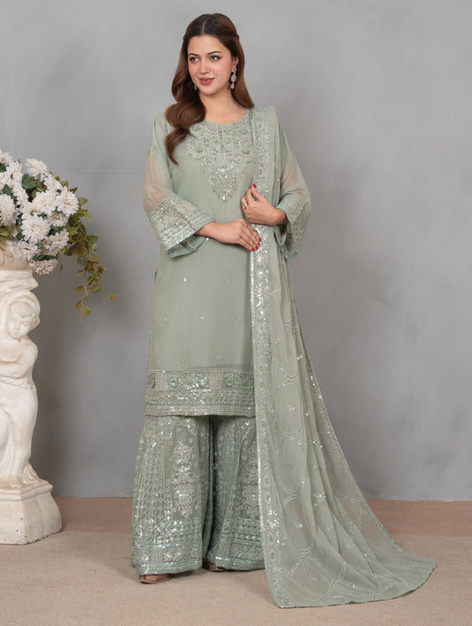 Husnara Noor Pista Green by Riwaj Fashions