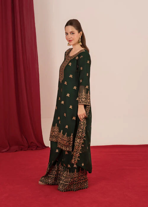 Mehr Sultan Bottle Green by Riwaj Fashions